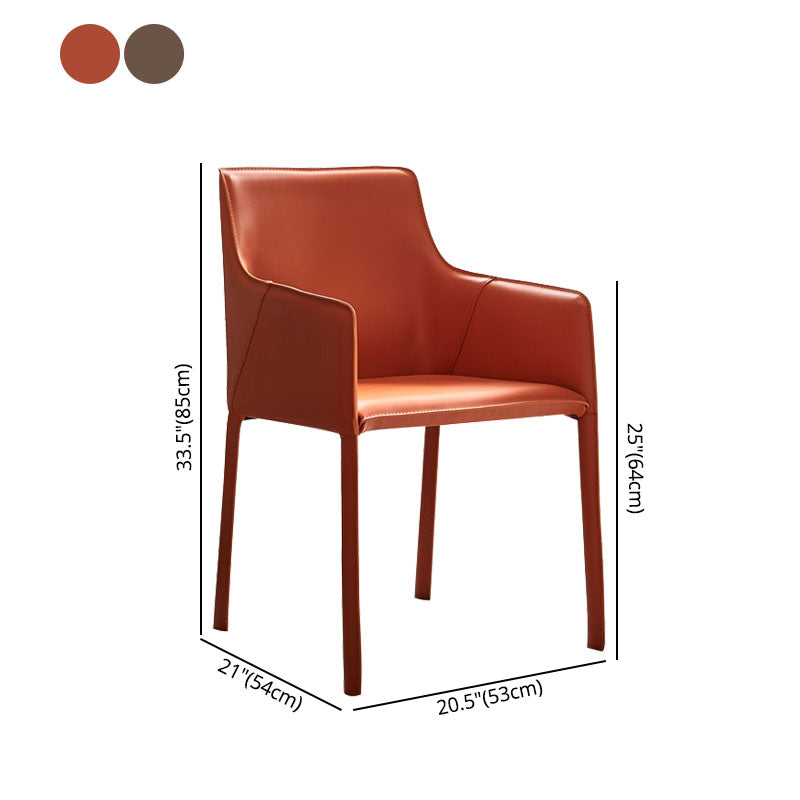 Leather Metal Modern Indoor-Outdoor Chair Dining Room Solid Back Chair Clearhalo ' kitchen&dining_furn' 'Dining Chairs' 'Dining Tables & Seating' 'dining_chair' 'furn' 'furn_dining_chair' 'Furniture' 'furniture_dining_chair' 'Kitchen & Dining Furniture' 'kitchen' 4315621