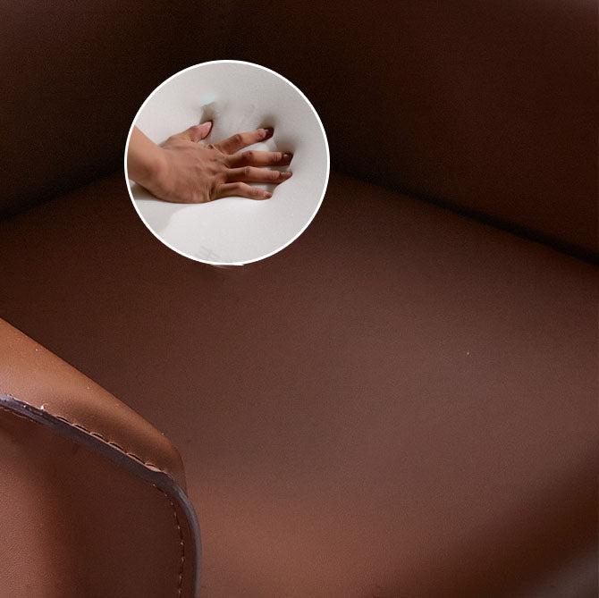 Leather Metal Modern Indoor-Outdoor Chair Dining Room Solid Back Arm Chair Clearhalo ' kitchen&dining_furn' 'Dining Chairs' 'Dining Tables & Seating' 'dining_chair' 'furn' 'furn_dining_chair' 'Furniture' 'furniture_dining_chair' 'Kitchen & Dining Furniture' 'kitchen' 4315629