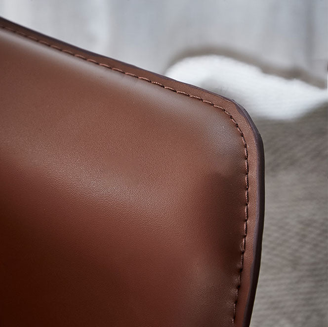 Leather Metal Modern Indoor-Outdoor Chair Dining Room Solid Back Arm Chair Clearhalo ' kitchen&dining_furn' 'Dining Chairs' 'Dining Tables & Seating' 'dining_chair' 'furn' 'furn_dining_chair' 'Furniture' 'furniture_dining_chair' 'Kitchen & Dining Furniture' 'kitchen' 4315630