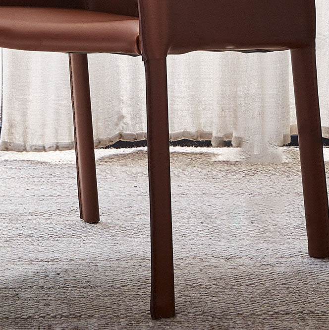 Leather Metal Modern Indoor-Outdoor Chair Dining Room Solid Back Arm Chair Clearhalo ' kitchen&dining_furn' 'Dining Chairs' 'Dining Tables & Seating' 'dining_chair' 'furn' 'furn_dining_chair' 'Furniture' 'furniture_dining_chair' 'Kitchen & Dining Furniture' 'kitchen' 4315632