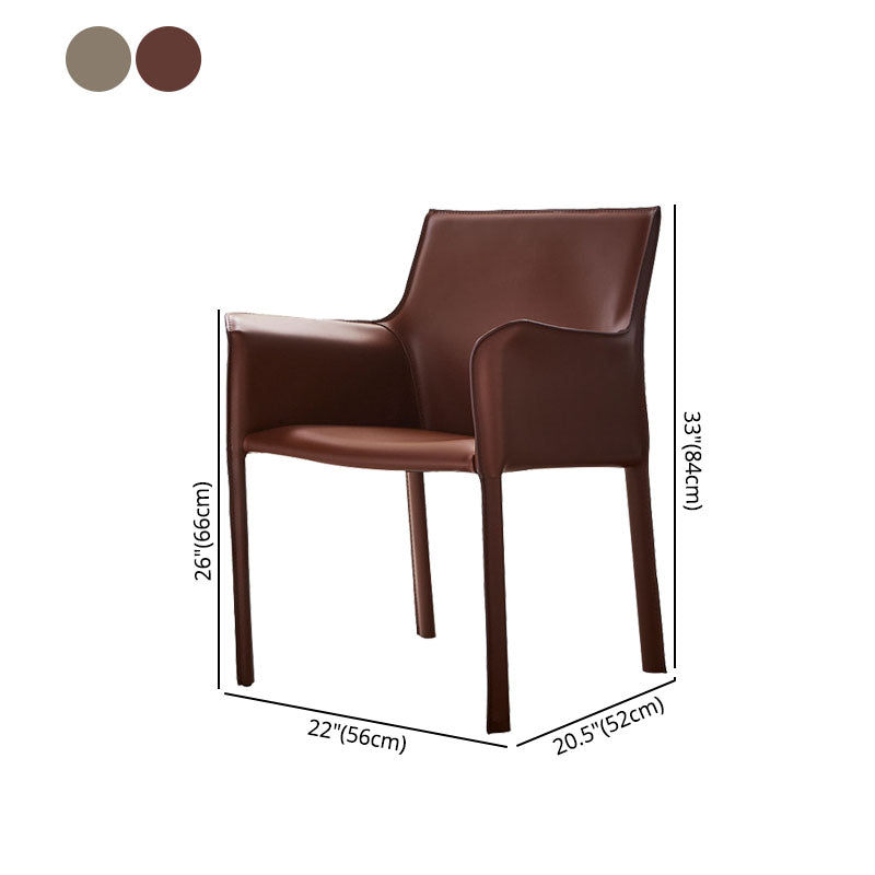 Leather Metal Modern Indoor-Outdoor Chair Dining Room Solid Back Arm Chair Clearhalo ' kitchen&dining_furn' 'Dining Chairs' 'Dining Tables & Seating' 'dining_chair' 'furn' 'furn_dining_chair' 'Furniture' 'furniture_dining_chair' 'Kitchen & Dining Furniture' 'kitchen' 4315633