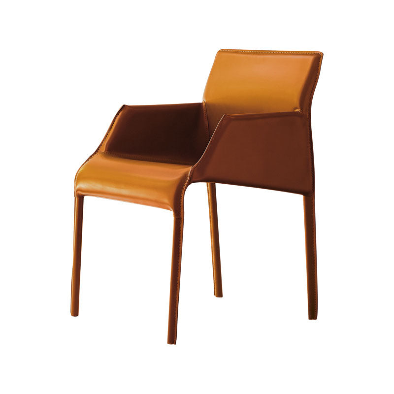 Leather Modern Indoor-Outdoor Chair Restaurant Solid Back Arm Chair Orange 1 Piece Clearhalo ' kitchen&dining_furn' 'Dining Chairs' 'Dining Tables & Seating' 'dining_chair' 'furn' 'furn_dining_chair' 'Furniture' 'furniture_dining_chair' 'Kitchen & Dining Furniture' 'kitchen' 4315638