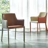 Dining Room Leather Contemporary Dining Chair Solid Back Chair with Arm Clearhalo ' kitchen&dining_furn' 'Dining Chairs' 'Dining Tables & Seating' 'dining_chair' 'furn' 'furn_dining_chair' 'Furniture' 'furniture_dining_chair' 'Kitchen & Dining Furniture' 'kitchen' 4315648