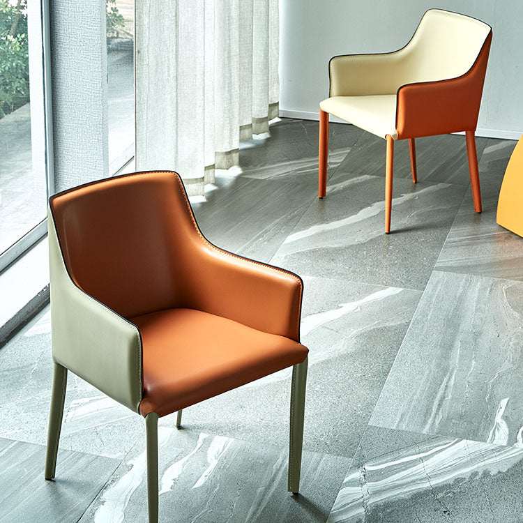 Dining Room Leather Contemporary Dining Chair Solid Back Chair with Arm Clearhalo ' kitchen&dining_furn' 'Dining Chairs' 'Dining Tables & Seating' 'dining_chair' 'furn' 'furn_dining_chair' 'Furniture' 'furniture_dining_chair' 'Kitchen & Dining Furniture' 'kitchen' 4315653