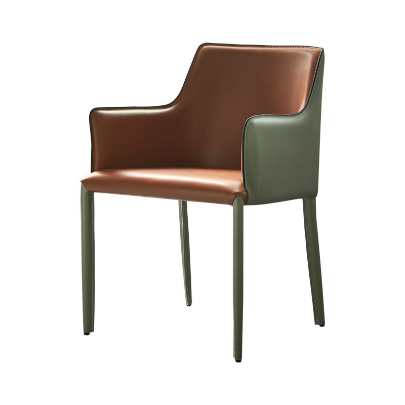 Dining Room Leather Contemporary Dining Chair Solid Back Chair with Arm Clearhalo ' kitchen&dining_furn' 'Dining Chairs' 'Dining Tables & Seating' 'dining_chair' 'furn' 'furn_dining_chair' 'Furniture' 'furniture_dining_chair' 'Kitchen & Dining Furniture' 'kitchen' 4315654