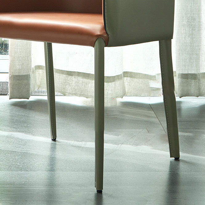 Dining Room Leather Contemporary Dining Chair Solid Back Chair with Arm Clearhalo ' kitchen&dining_furn' 'Dining Chairs' 'Dining Tables & Seating' 'dining_chair' 'furn' 'furn_dining_chair' 'Furniture' 'furniture_dining_chair' 'Kitchen & Dining Furniture' 'kitchen' 4315655