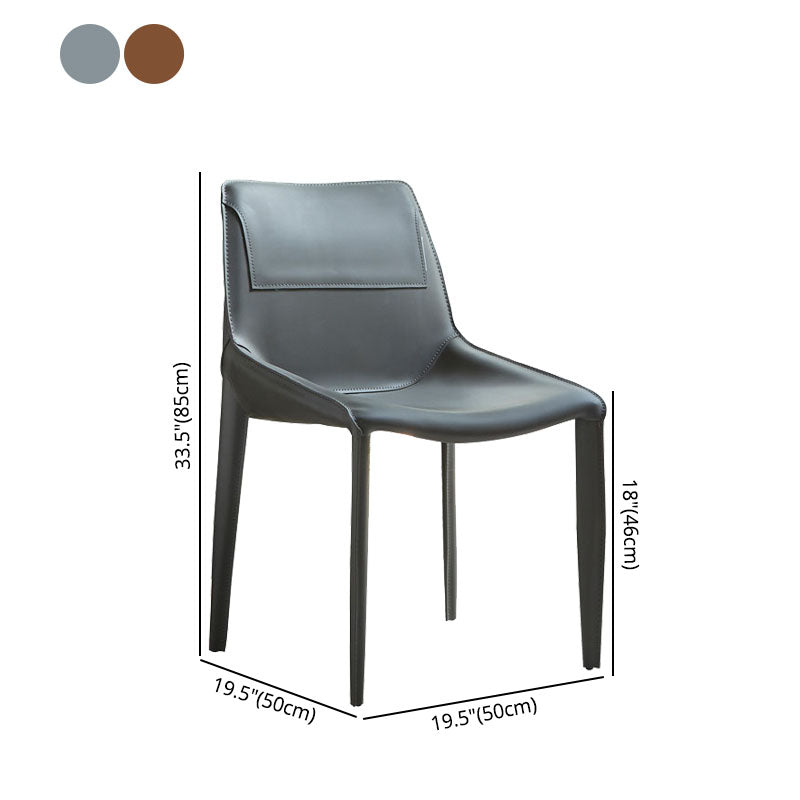 Dining Room Leather Modern Indoor-Outdoor Chair Armless Solid Back Chair Clearhalo ' kitchen&dining_furn' 'Dining Chairs' 'Dining Tables & Seating' 'dining_chair' 'furn' 'furn_dining_chair' 'Furniture' 'furniture_dining_chair' 'Kitchen & Dining Furniture' 'kitchen' 4315671