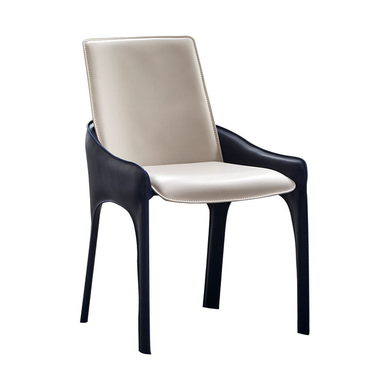 Leather Restaurant Modern Chair Solid Back Dining Chair with Arm Blue 1 Piece Clearhalo ' kitchen&dining_furn' 'Dining Chairs' 'Dining Tables & Seating' 'dining_chair' 'furn' 'furn_dining_chair' 'Furniture' 'furniture_dining_chair' 'Kitchen & Dining Furniture' 'kitchen' 4315673