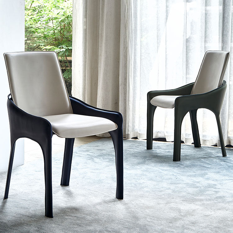 Leather Restaurant Modern Chair Solid Back Dining Chair with Arm Clearhalo ' kitchen&dining_furn' 'Dining Chairs' 'Dining Tables & Seating' 'dining_chair' 'furn' 'furn_dining_chair' 'Furniture' 'furniture_dining_chair' 'Kitchen & Dining Furniture' 'kitchen' 4315675