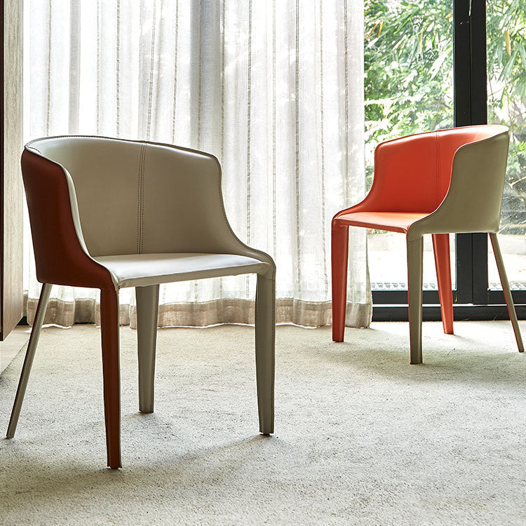 Leather Contemporary Dining Chair Metal Dining Room Solid Back Chair with Arm Clearhalo ' kitchen&dining_furn' 'Dining Chairs' 'Dining Tables & Seating' 'dining_chair' 'furn' 'furn_dining_chair' 'Furniture' 'furniture_dining_chair' 'Kitchen & Dining Furniture' 'kitchen' 4315719