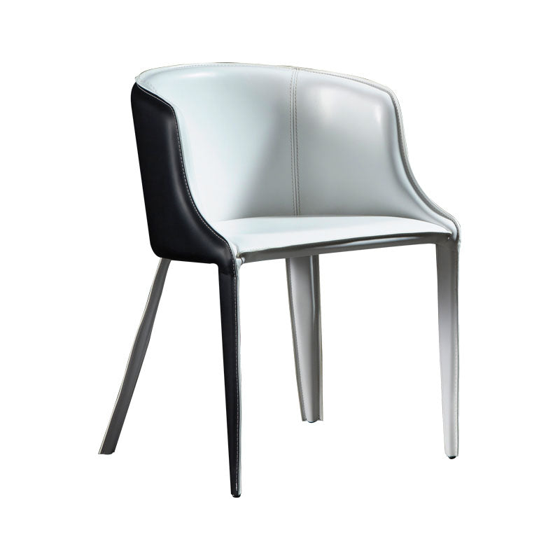 Leather Contemporary Dining Chair Metal Dining Room Solid Back Chair with Arm Black-Silver 1 Piece Clearhalo ' kitchen&dining_furn' 'Dining Chairs' 'Dining Tables & Seating' 'dining_chair' 'furn' 'furn_dining_chair' 'Furniture' 'furniture_dining_chair' 'Kitchen & Dining Furniture' 'kitchen' 4315727