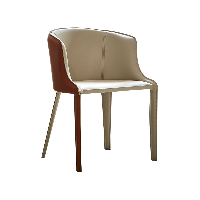 Leather Contemporary Dining Chair Metal Dining Room Solid Back Chair with Arm Clearhalo ' kitchen&dining_furn' 'Dining Chairs' 'Dining Tables & Seating' 'dining_chair' 'furn' 'furn_dining_chair' 'Furniture' 'furniture_dining_chair' 'Kitchen & Dining Furniture' 'kitchen' 4315728