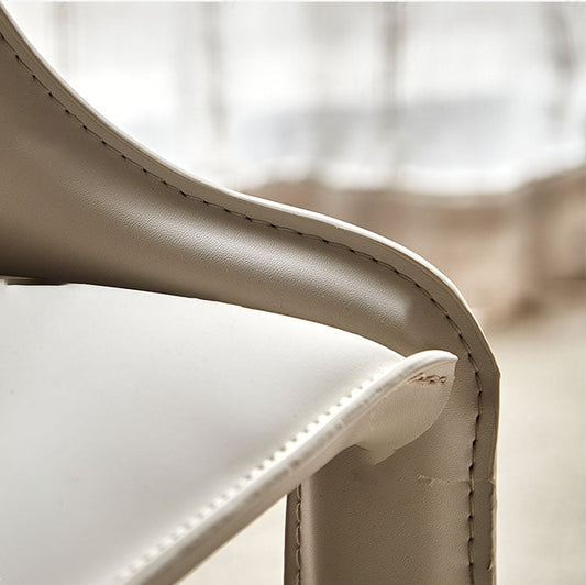 Leather Contemporary Dining Chair Metal Dining Room Solid Back Chair with Arm Clearhalo ' kitchen&dining_furn' 'Dining Chairs' 'Dining Tables & Seating' 'dining_chair' 'furn' 'furn_dining_chair' 'Furniture' 'furniture_dining_chair' 'Kitchen & Dining Furniture' 'kitchen' 4315731