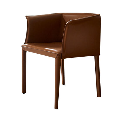 Leather Modern Restaurant Dining Chair Solid Back Dining Chair Orange 1 Piece Clearhalo ' kitchen&dining_furn' 'Dining Chairs' 'Dining Tables & Seating' 'dining_chair' 'furn' 'furn_dining_chair' 'Furniture' 'furniture_dining_chair' 'Kitchen & Dining Furniture' 'kitchen' 4315735