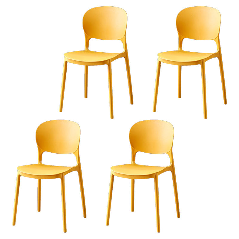 Scandinavian Plastic Conference Room Side Chair Matte Finish Open Back Dining Chair Yellow 4 Piece Set Clearhalo ' kitchen&dining_furn' 'Dining Chairs' 'Dining Tables & Seating' 'dining_chair' 'furn' 'furn_dining_chair' 'Furniture' 'furniture_dining_chair' 'Kitchen & Dining Furniture' 'kitchen' 4315749