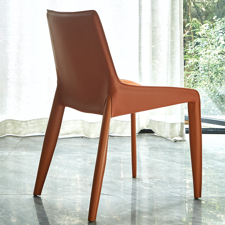 Metal Leather Contemporary Dining Chair Dining Room Solid Back Chair with Arm Clearhalo ' kitchen&dining_furn' 'Dining Chairs' 'Dining Tables & Seating' 'dining_chair' 'furn' 'furn_dining_chair' 'Furniture' 'furniture_dining_chair' 'Kitchen & Dining Furniture' 'kitchen' 4315772