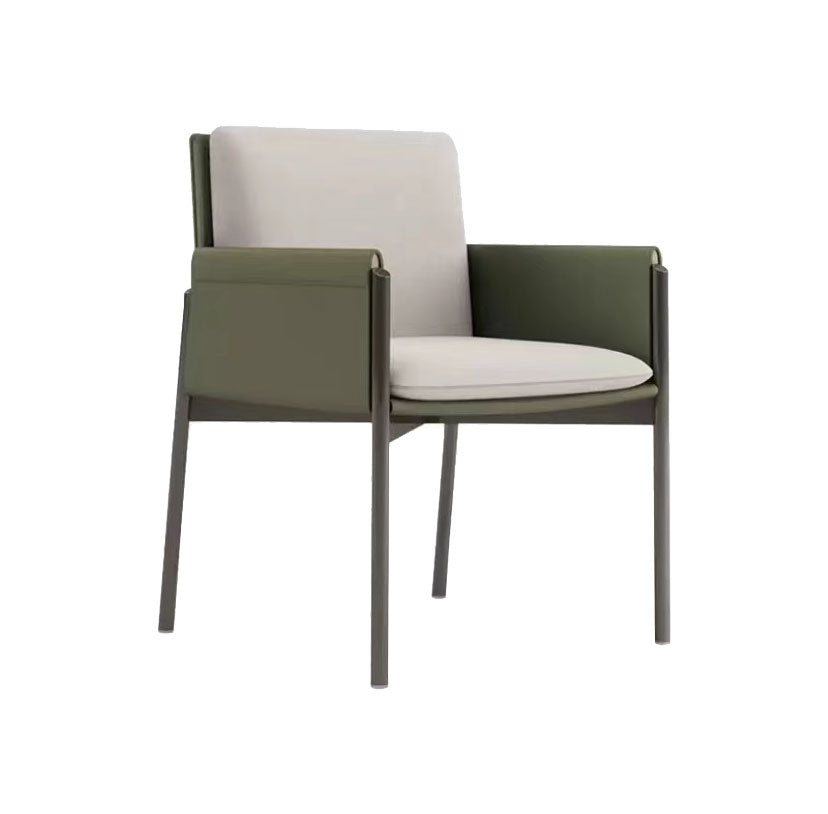 Designer Style Restaurant Solid Back Dining Arm Chair Upholstered Dining Chair White-Green 1 Piece Clearhalo ' kitchen&dining_furn' 'Dining Chairs' 'Dining Tables & Seating' 'dining_chair' 'furn' 'furn_dining_chair' 'Furniture' 'furniture_dining_chair' 'Kitchen & Dining Furniture' 'kitchen' 4315782
