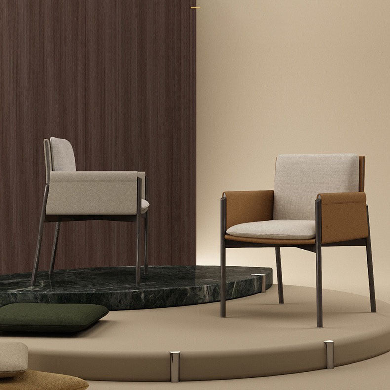 Designer Style Restaurant Solid Back Dining Arm Chair Upholstered Dining Chair Clearhalo ' kitchen&dining_furn' 'Dining Chairs' 'Dining Tables & Seating' 'dining_chair' 'furn' 'furn_dining_chair' 'Furniture' 'furniture_dining_chair' 'Kitchen & Dining Furniture' 'kitchen' 4315783