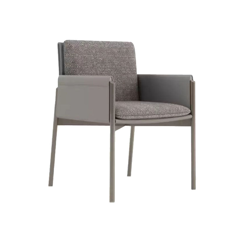 Designer Style Restaurant Solid Back Dining Arm Chair Upholstered Dining Chair Light Gray 1 Piece Clearhalo ' kitchen&dining_furn' 'Dining Chairs' 'Dining Tables & Seating' 'dining_chair' 'furn' 'furn_dining_chair' 'Furniture' 'furniture_dining_chair' 'Kitchen & Dining Furniture' 'kitchen' 4315784