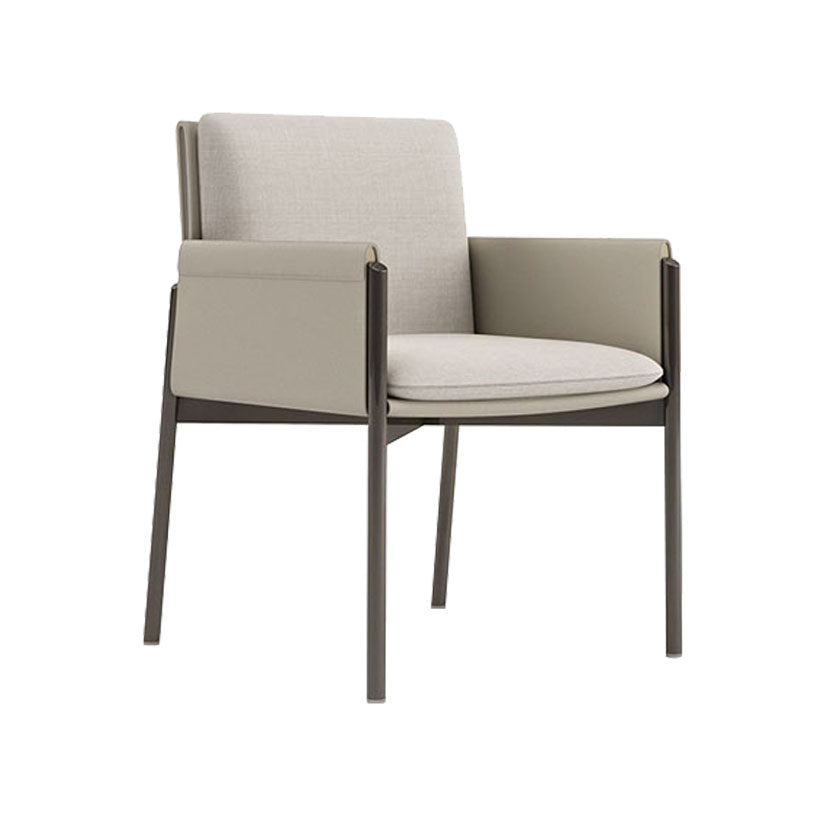 Designer Style Restaurant Solid Back Dining Arm Chair Upholstered Dining Chair Off-White 1 Piece Clearhalo ' kitchen&dining_furn' 'Dining Chairs' 'Dining Tables & Seating' 'dining_chair' 'furn' 'furn_dining_chair' 'Furniture' 'furniture_dining_chair' 'Kitchen & Dining Furniture' 'kitchen' 4315786