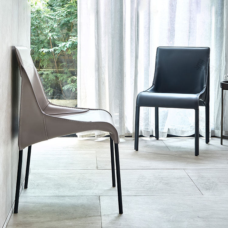 Leather Contemporary Dining Chair Restaurant Solid Back Chair with Arm Clearhalo ' kitchen&dining_furn' 'Dining Chairs' 'Dining Tables & Seating' 'dining_chair' 'furn' 'furn_dining_chair' 'Furniture' 'furniture_dining_chair' 'Kitchen & Dining Furniture' 'kitchen' 4315796