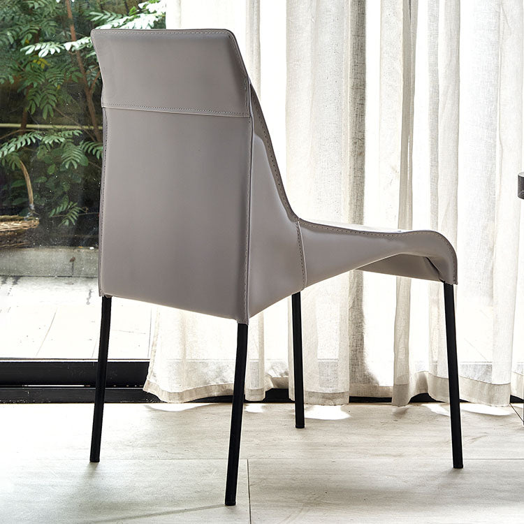 Leather Contemporary Dining Chair Restaurant Solid Back Chair with Arm Clearhalo ' kitchen&dining_furn' 'Dining Chairs' 'Dining Tables & Seating' 'dining_chair' 'furn' 'furn_dining_chair' 'Furniture' 'furniture_dining_chair' 'Kitchen & Dining Furniture' 'kitchen' 4315801