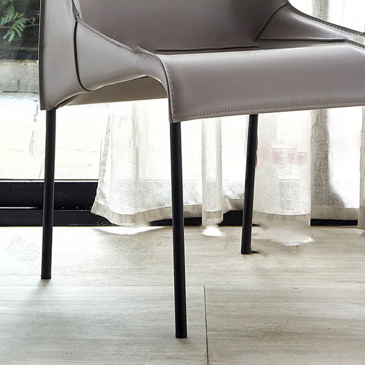 Leather Contemporary Dining Chair Restaurant Solid Back Chair with Arm Clearhalo ' kitchen&dining_furn' 'Dining Chairs' 'Dining Tables & Seating' 'dining_chair' 'furn' 'furn_dining_chair' 'Furniture' 'furniture_dining_chair' 'Kitchen & Dining Furniture' 'kitchen' 4315806