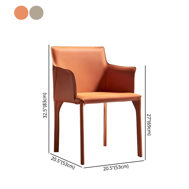 Dining Room Contemporary Dining Chair Leather Solid Back Chair with Arm Clearhalo ' kitchen&dining_furn' 'Dining Chairs' 'Dining Tables & Seating' 'dining_chair' 'furn' 'furn_dining_chair' 'Furniture' 'furniture_dining_chair' 'Kitchen & Dining Furniture' 'kitchen' 4315819