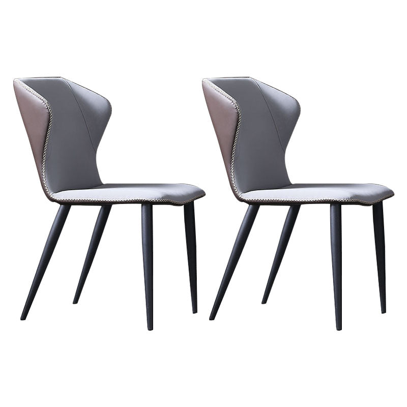 Contemporary Restaurant Leather Side Chair Wingback Dining Chairs Grey 2 Piece Set Clearhalo ' kitchen&dining_furn' 'Dining Chairs' 'Dining Tables & Seating' 'dining_chair' 'furn' 'furn_dining_chair' 'Furniture' 'furniture_dining_chair' 'Kitchen & Dining Furniture' 'kitchen' 4315822