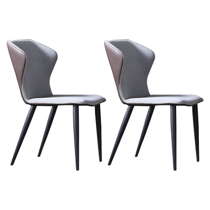 Contemporary Restaurant Leather Side Chair Wingback Dining Chairs Grey 2 Piece Set Clearhalo ' kitchen&dining_furn' 'Dining Chairs' 'Dining Tables & Seating' 'dining_chair' 'furn' 'furn_dining_chair' 'Furniture' 'furniture_dining_chair' 'Kitchen & Dining Furniture' 'kitchen' 4315822