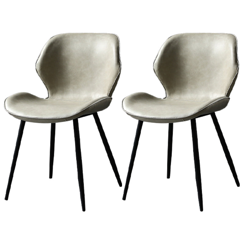 Contemporary Metal Dining Room Chair Wingback Armless Chair for Home Use Off-White 2 Piece Set Clearhalo ' kitchen&dining_furn' 'Dining Chairs' 'Dining Tables & Seating' 'dining_chair' 'furn' 'furn_dining_chair' 'Furniture' 'furniture_dining_chair' 'Kitchen & Dining Furniture' 'kitchen' 4315863