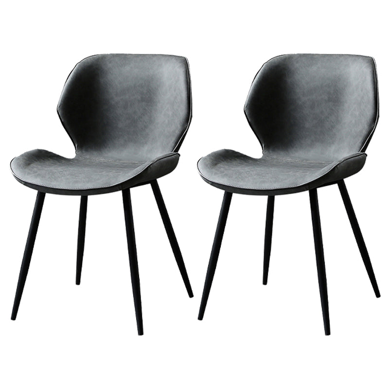 Contemporary Metal Dining Room Chair Wingback Armless Chair for Home Use Dark Gray 2 Piece Set Clearhalo ' kitchen&dining_furn' 'Dining Chairs' 'Dining Tables & Seating' 'dining_chair' 'furn' 'furn_dining_chair' 'Furniture' 'furniture_dining_chair' 'Kitchen & Dining Furniture' 'kitchen' 4315865