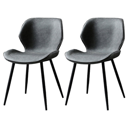 Contemporary Metal Dining Room Chair Wingback Armless Chair for Home Use Dark Gray 2 Piece Set Clearhalo ' kitchen&dining_furn' 'Dining Chairs' 'Dining Tables & Seating' 'dining_chair' 'furn' 'furn_dining_chair' 'Furniture' 'furniture_dining_chair' 'Kitchen & Dining Furniture' 'kitchen' 4315865