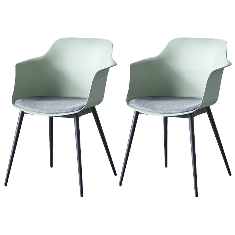Plastic Modern Indoor-Outdoor Chair Dining Room Solid Back Upholstered Arm Chair Gray-Green Set of 2 Clearhalo ' kitchen&dining_furn' 'Dining Chairs' 'Dining Tables & Seating' 'dining_chair' 'Furniture' 'furniture_dining_chair' 'Kitchen & Dining Furniture' 'kitchen' 4315877