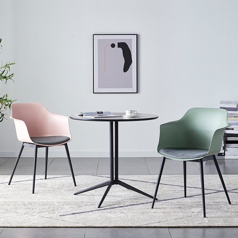 Plastic Modern Indoor-Outdoor Chair Dining Room Solid Back Upholstered Arm Chair Clearhalo ' kitchen&dining_furn' 'Dining Chairs' 'Dining Tables & Seating' 'dining_chair' 'Furniture' 'furniture_dining_chair' 'Kitchen & Dining Furniture' 'kitchen' 4315880