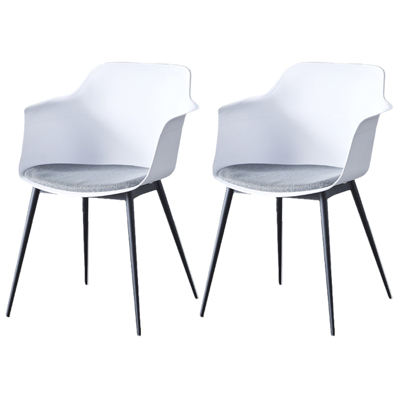 Plastic Modern Indoor-Outdoor Chair Dining Room Solid Back Upholstered Arm Chair White Set of 2 Clearhalo ' kitchen&dining_furn' 'Dining Chairs' 'Dining Tables & Seating' 'dining_chair' 'Furniture' 'furniture_dining_chair' 'Kitchen & Dining Furniture' 'kitchen' 4315882