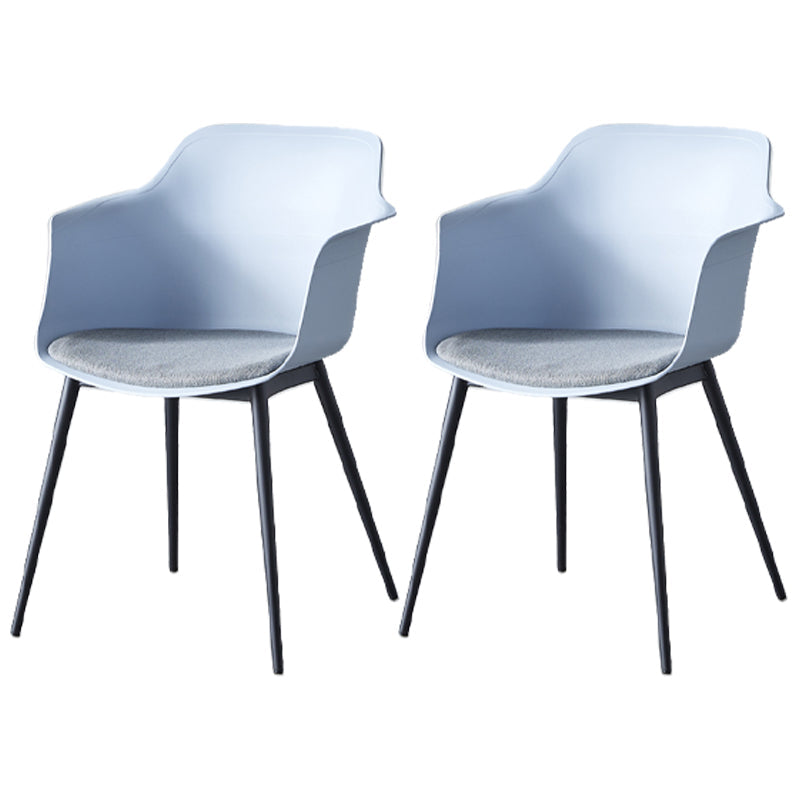 Plastic Modern Indoor-Outdoor Chair Dining Room Solid Back Upholstered Arm Chair Gray-Blue Set of 2 Clearhalo ' kitchen&dining_furn' 'Dining Chairs' 'Dining Tables & Seating' 'dining_chair' 'Furniture' 'furniture_dining_chair' 'Kitchen & Dining Furniture' 'kitchen' 4315884