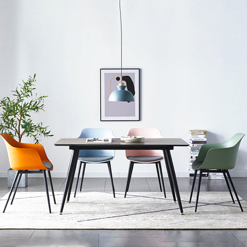 Plastic Modern Indoor-Outdoor Chair Dining Room Solid Back Upholstered Arm Chair Clearhalo ' kitchen&dining_furn' 'Dining Chairs' 'Dining Tables & Seating' 'dining_chair' 'Furniture' 'furniture_dining_chair' 'Kitchen & Dining Furniture' 'kitchen' 4315892