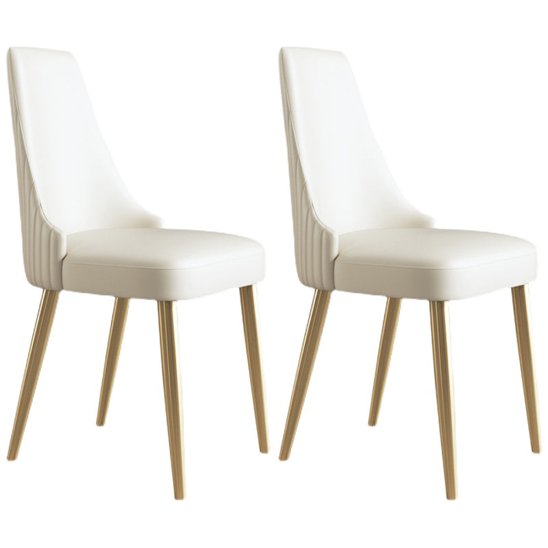 Nordic Style Dining Chairs Armless Side Chair for Kitchen with Metal Legs Off-White 2 Piece Set Clearhalo ' kitchen&dining_furn' 'Dining Chairs' 'Dining Tables & Seating' 'dining_chair' 'furn' 'furn_dining_chair' 'Furniture' 'furniture_dining_chair' 'Kitchen & Dining Furniture' 'kitchen' 4315896