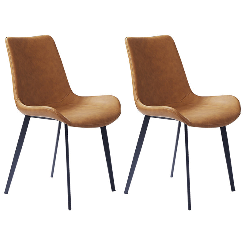 Contemporary Style Dining Chair Armless Side Chair for Kitchen with Metal Legs Brown 2 Piece Set Clearhalo ' kitchen&dining_furn' 'Dining Chairs' 'Dining Tables & Seating' 'dining_chair' 'furn' 'furn_dining_chair' 'Furniture' 'furniture_dining_chair' 'Kitchen & Dining Furniture' 'kitchen' 4315907