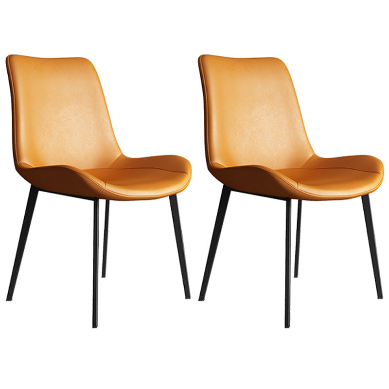 Contemporary Style Dining Chair Armless Side Chair for Kitchen with Metal Legs Orange 2 Piece Set Clearhalo ' kitchen&dining_furn' 'Dining Chairs' 'Dining Tables & Seating' 'dining_chair' 'furn' 'furn_dining_chair' 'Furniture' 'furniture_dining_chair' 'Kitchen & Dining Furniture' 'kitchen' 4315908