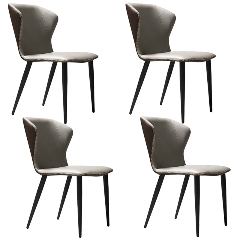 Contemporary Style Dining Chairs Armless Wingback Chairs for Kitchen with Metal Legs Light Brown 4 Piece Set Clearhalo ' kitchen&dining_furn' 'Dining Chairs' 'Dining Tables & Seating' 'dining_chair' 'furn' 'furn_dining_chair' 'Furniture' 'furniture_dining_chair' 'Kitchen & Dining Furniture' 'kitchen' 4315927