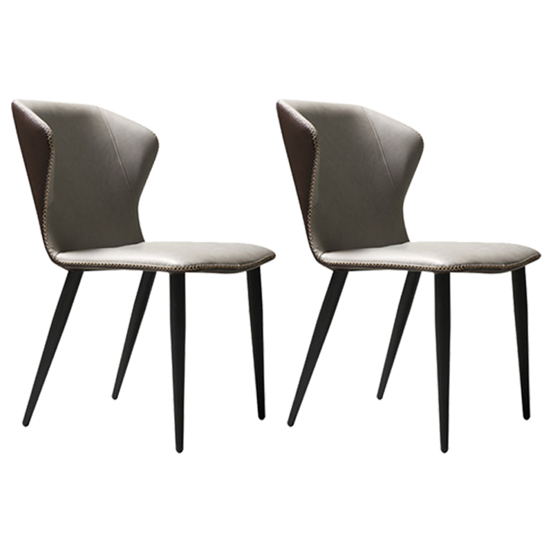 Contemporary Style Dining Chairs Armless Wingback Chairs for Kitchen with Metal Legs Light Brown 2 Piece Set Clearhalo ' kitchen&dining_furn' 'Dining Chairs' 'Dining Tables & Seating' 'dining_chair' 'furn' 'furn_dining_chair' 'Furniture' 'furniture_dining_chair' 'Kitchen & Dining Furniture' 'kitchen' 4315931