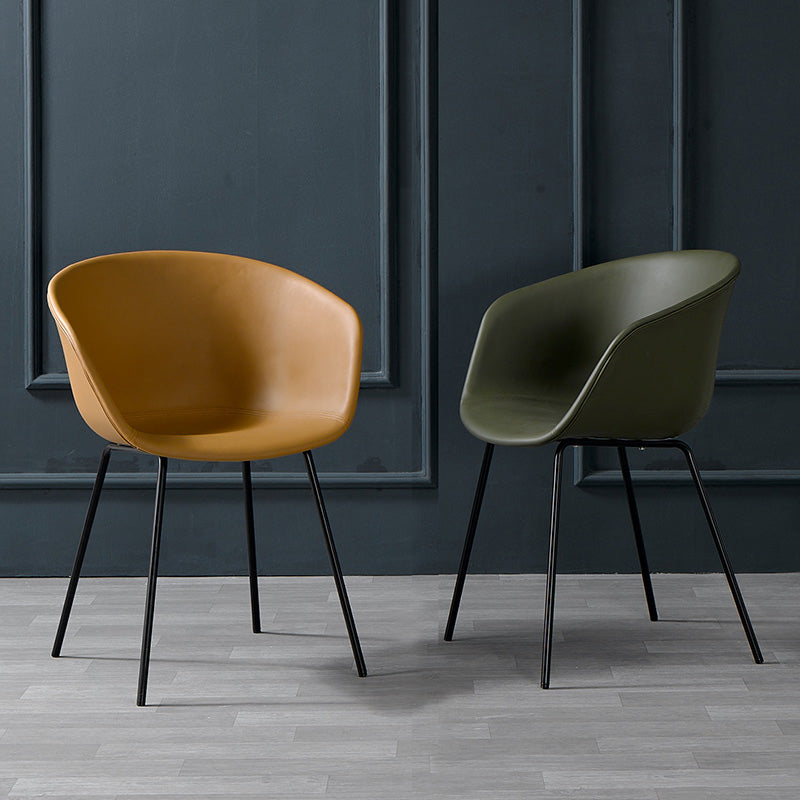 Leather Metal Industrial Dining Chair Dining Room Solid Back Chair with Arm Clearhalo ' kitchen&dining_furn' 'Dining Chairs' 'Dining Tables & Seating' 'dining_chair' 'Furniture' 'furniture_dining_chair' 'Kitchen & Dining Furniture' 'kitchen' 4315942