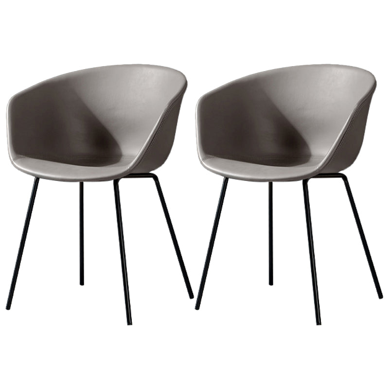 Leather Metal Industrial Dining Chair Dining Room Solid Back Chair with Arm Light Gray Set of 2 Clearhalo ' kitchen&dining_furn' 'Dining Chairs' 'Dining Tables & Seating' 'dining_chair' 'Furniture' 'furniture_dining_chair' 'Kitchen & Dining Furniture' 'kitchen' 4315943
