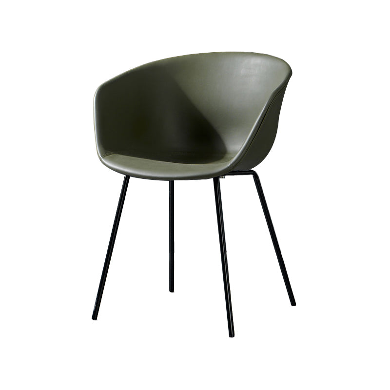 Leather Metal Industrial Dining Chair Dining Room Solid Back Chair with Arm Clearhalo ' kitchen&dining_furn' 'Dining Chairs' 'Dining Tables & Seating' 'dining_chair' 'Furniture' 'furniture_dining_chair' 'Kitchen & Dining Furniture' 'kitchen' 4315945