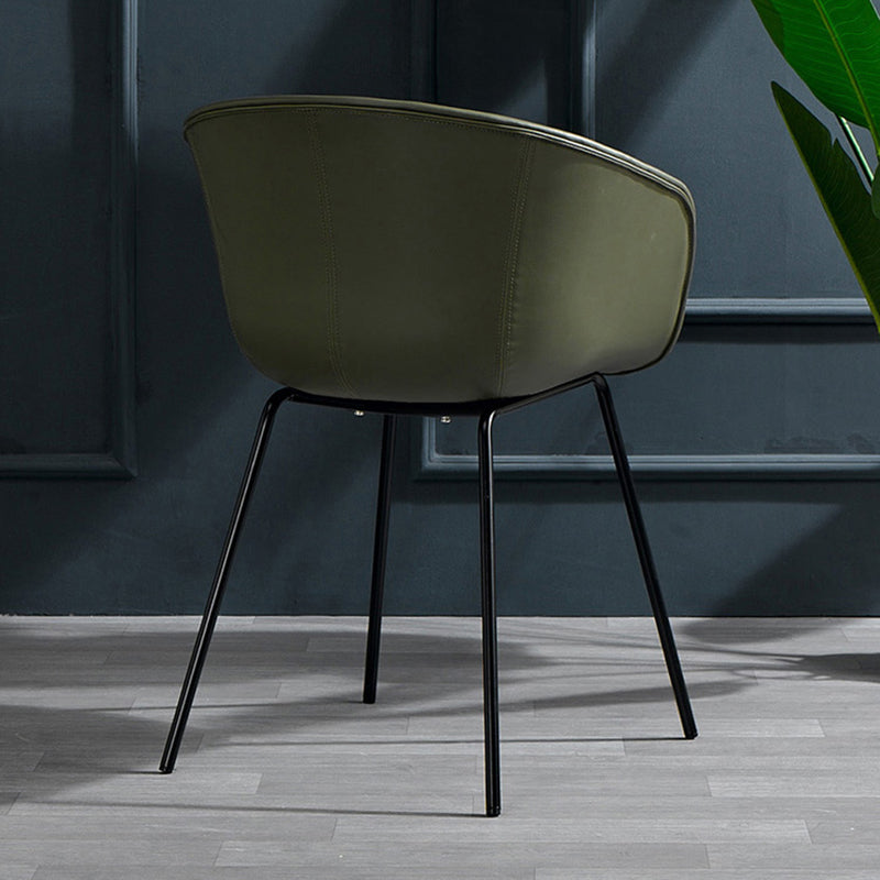 Leather Metal Industrial Dining Chair Dining Room Solid Back Chair with Arm Clearhalo ' kitchen&dining_furn' 'Dining Chairs' 'Dining Tables & Seating' 'dining_chair' 'Furniture' 'furniture_dining_chair' 'Kitchen & Dining Furniture' 'kitchen' 4315951