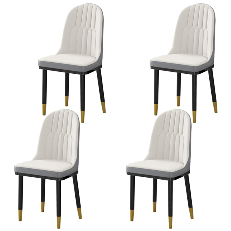 Glam Style Dining Chairs Armless Parsons Chairs with Metal Legs White 4 Piece Set Clearhalo ' kitchen&dining_furn' 'Dining Chairs' 'Dining Tables & Seating' 'dining_chair' 'furn' 'furn_dining_chair' 'Furniture' 'furniture_dining_chair' 'Kitchen & Dining Furniture' 'kitchen' 4315954