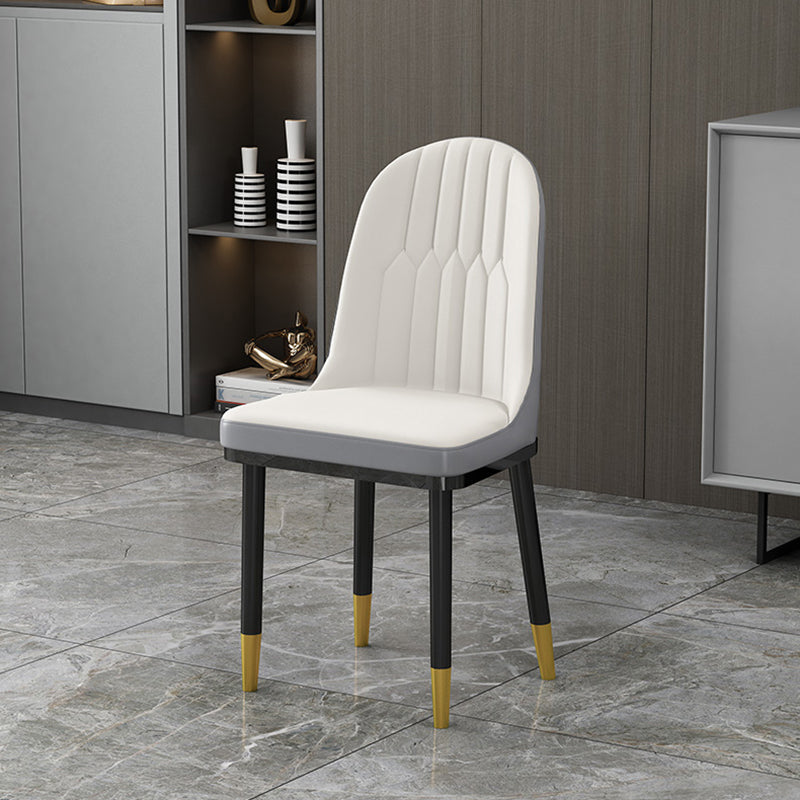 Glam Style Dining Chairs Armless Parsons Chairs with Metal Legs White 1 Piece Clearhalo ' kitchen&dining_furn' 'Dining Chairs' 'Dining Tables & Seating' 'dining_chair' 'furn' 'furn_dining_chair' 'Furniture' 'furniture_dining_chair' 'Kitchen & Dining Furniture' 'kitchen' 4315955
