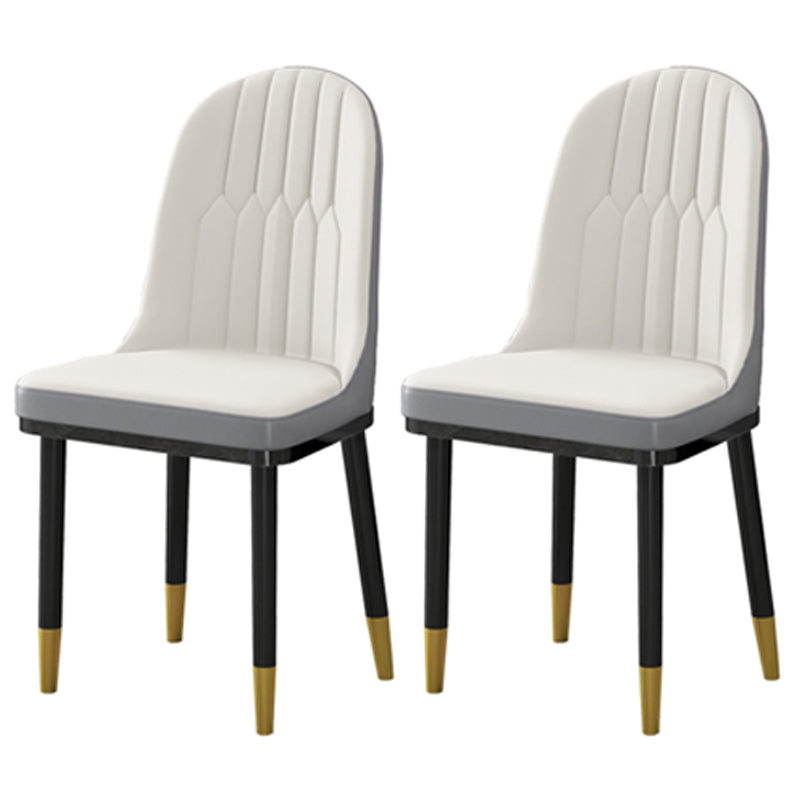 Glam Style Dining Chairs Armless Parsons Chairs with Metal Legs White 2 Piece Set Clearhalo ' kitchen&dining_furn' 'Dining Chairs' 'Dining Tables & Seating' 'dining_chair' 'furn' 'furn_dining_chair' 'Furniture' 'furniture_dining_chair' 'Kitchen & Dining Furniture' 'kitchen' 4315957